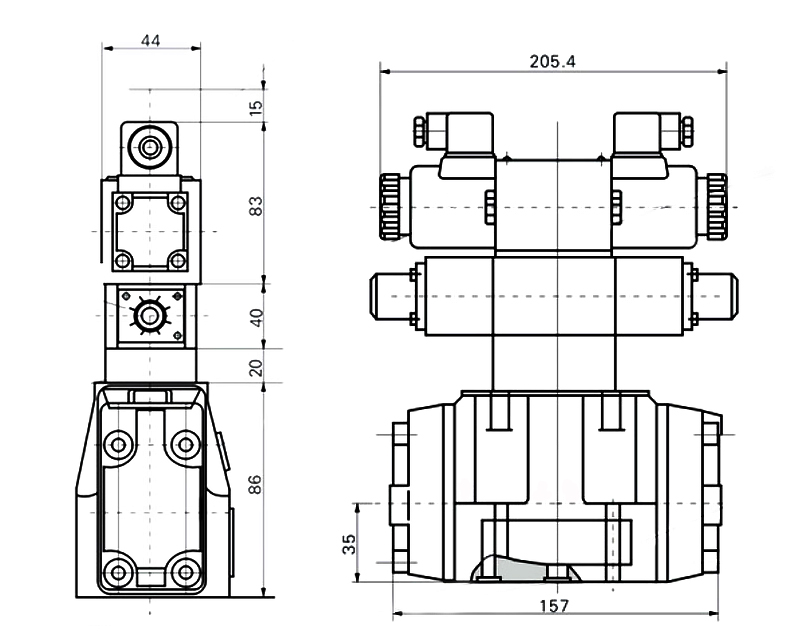 Hydraulic solenoid valve dimension