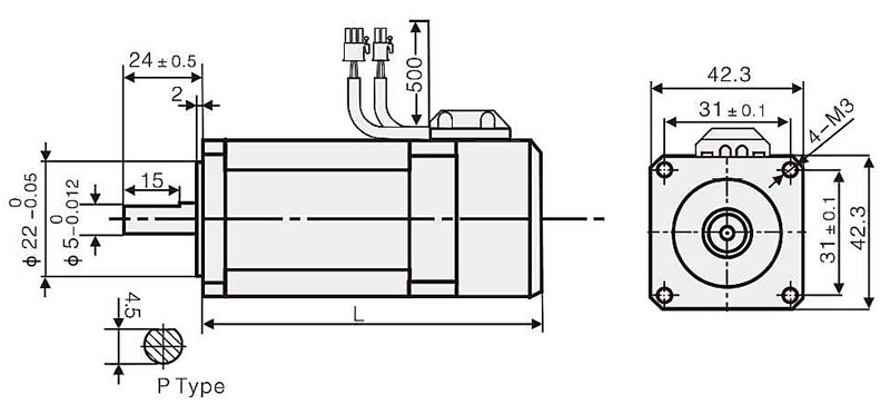 Dimensions of Nema 17 2 Phase Closed Loop Stepper Motor