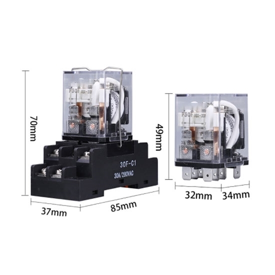 Electromagnetic Relay, DPDT, 12/24/48/110/220V