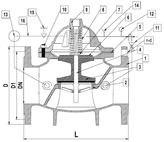 Water level control float valve dimension