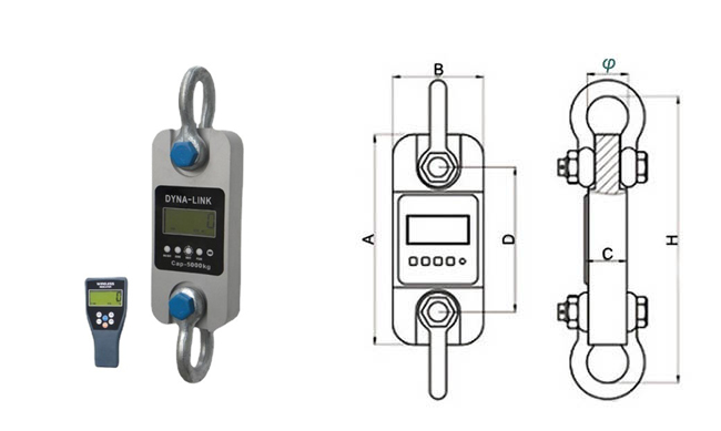 Wireless dynamometer with shackle size
