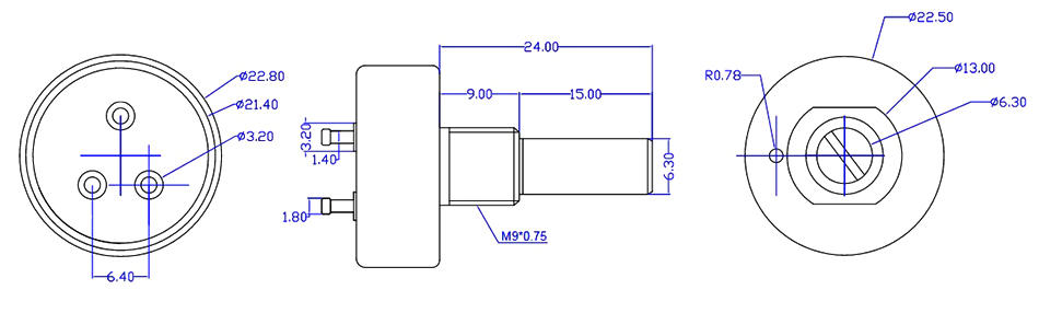 Glass glaze ceramic potentiometer dimension