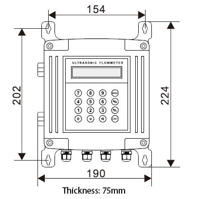 Wall-mounted ultrasonic flow meter size
