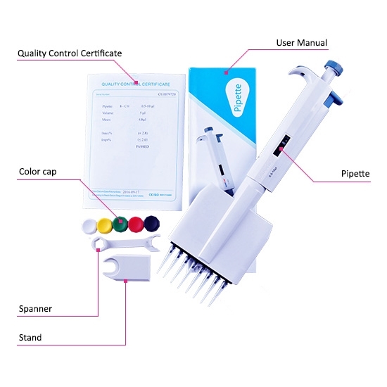 Multichannel Pipette 0.5-10µl/5-50µl/50-300µl, 8/12 Channel