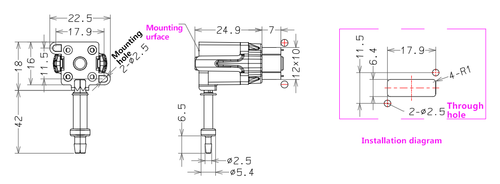 Peristaltic pump wx2zl dimension