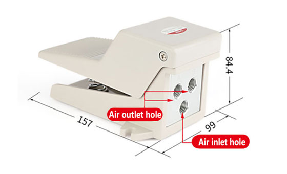 Pneumatic foot pedal valve detail