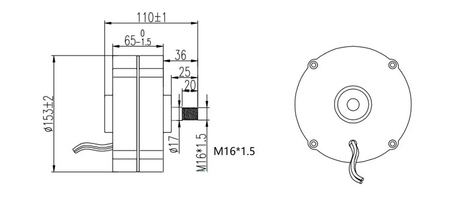 Single axis alternator dimension