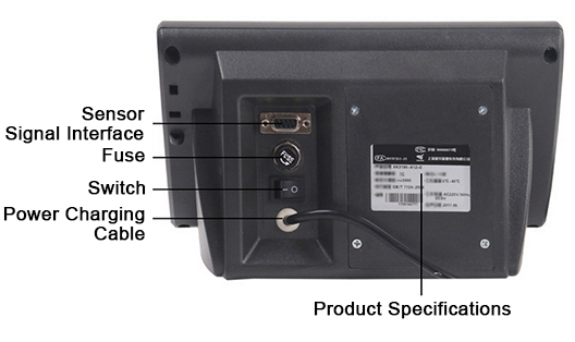 Electronic weighing scale indicator detail rear view