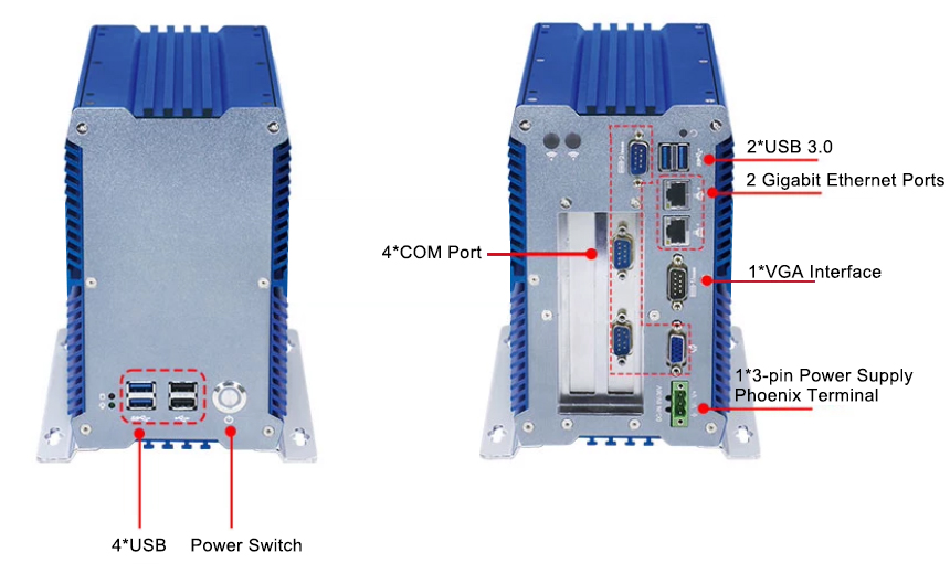 Embedded industrial pc celeron 3865u interface
