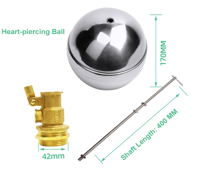 1-1/4 inch water tank float valve dimension