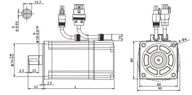 80mm 500W servo motor dimension