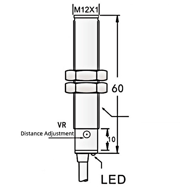 M12 photoelectric switch sensor dimension