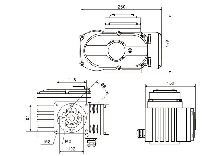 600Nm electric valve actuator dimensions