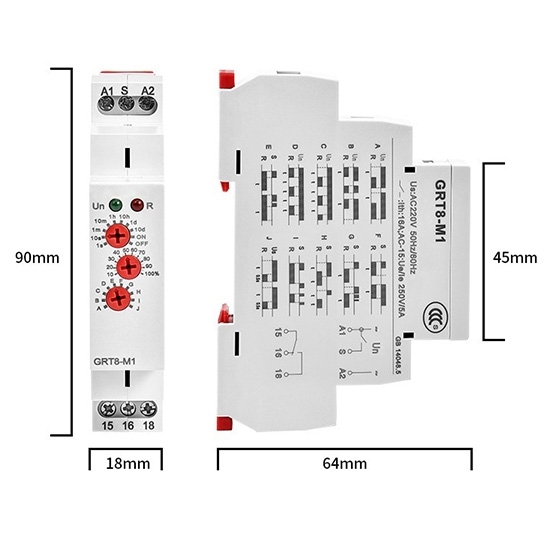 Multifunction Time Delay Relay, AC 220V, AC/DC 12-240V