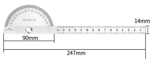 90X200mm Angle protractor dimension