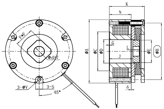 Power off brake dimensions