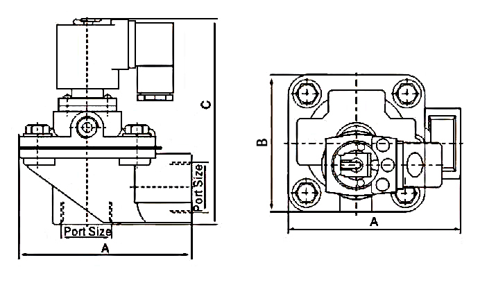 Dust collector pulse solenoid valve dimension