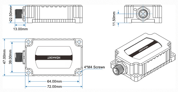 Dynamic inclinometer sensor dimension
