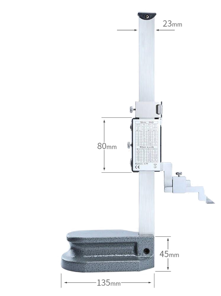 Dimension of digital height gauge