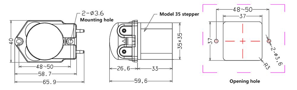 Peristaltic pump mn1bt dimension