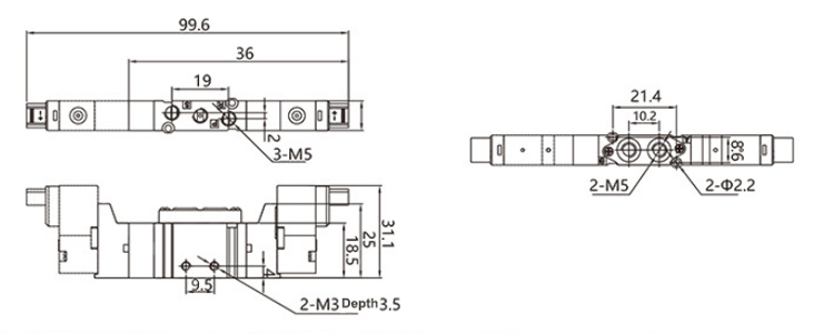 pneumatic dual solenoid valve diemsnion