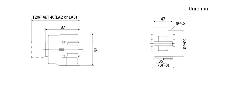 18Amps AC contactor dimensions