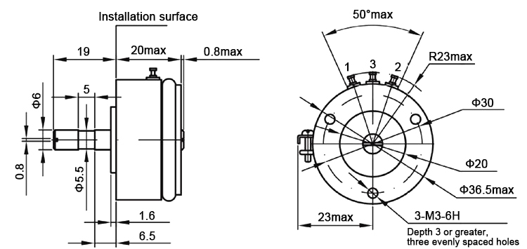 Conductive plastic potentiometer dimension