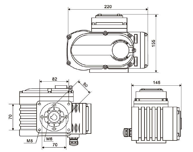 100Nm electric valve actuator dimensions