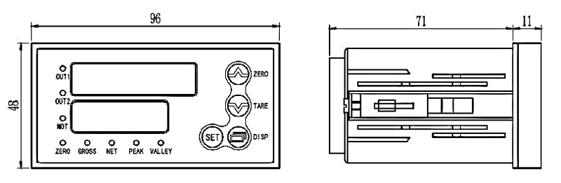 Double 5 digit display controller dimension