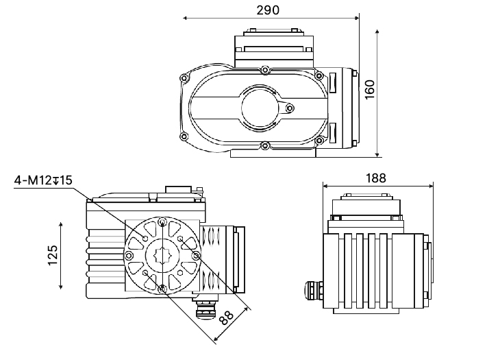 1000Nm electric valve actuator dimensions