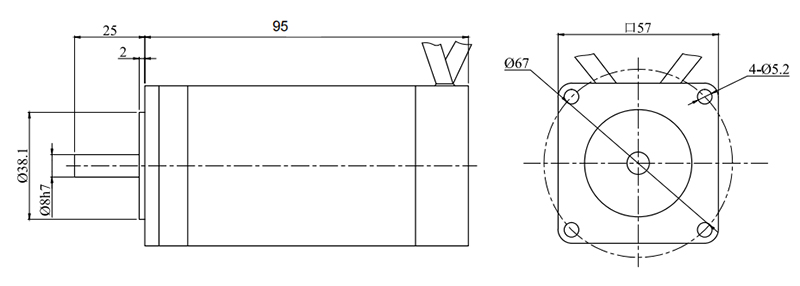 100W BLDC motor dimension