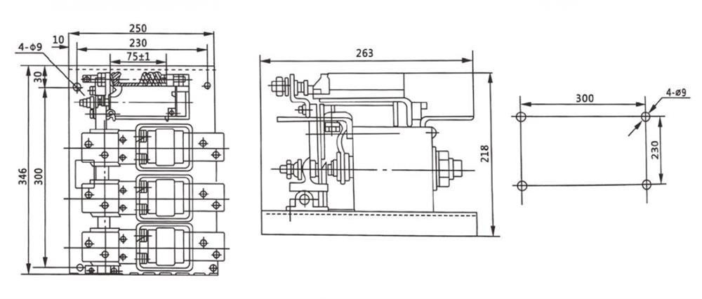 CCHN 630A ac vacuum contactor outline and installation dimension