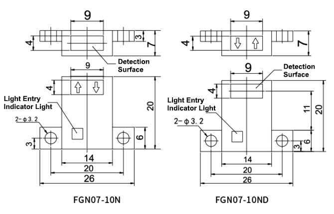 Rectangular photoelectric switch dimension_2