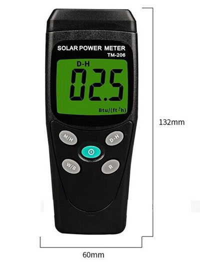 Handheld digital solar power meter dimension