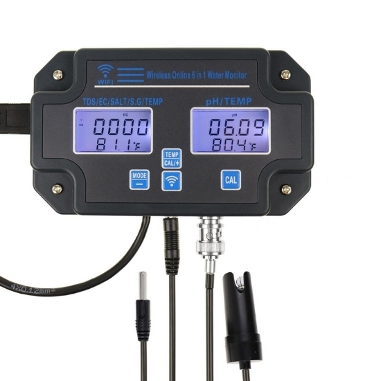 6 in 1 Water Quality Tester, S.G/Temp/pH/Salt/TDS/EC