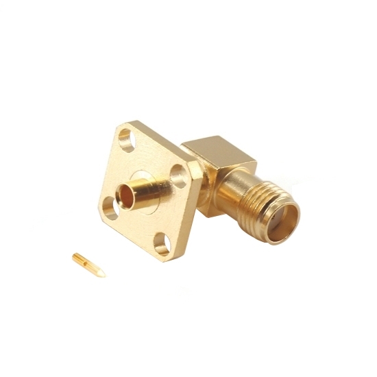 SMA Female Right Angle RF Coaxial Connector, Flange Mount
