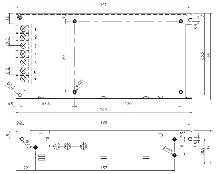 100W switch mode power supply dimension