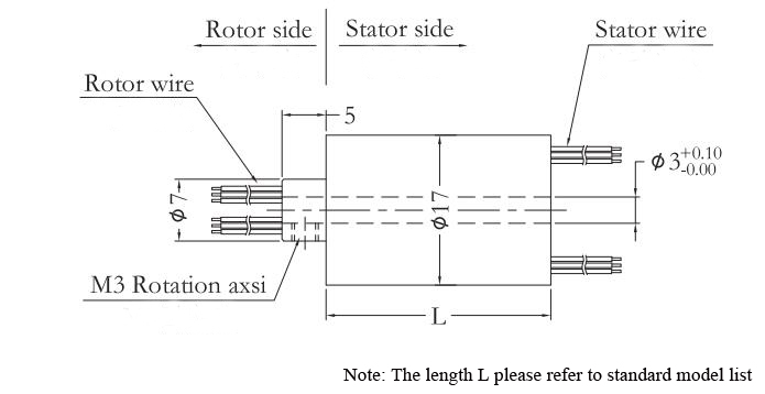 CCHN-THSR-H0317 Through Hole Slip Ring Dimension Drawing