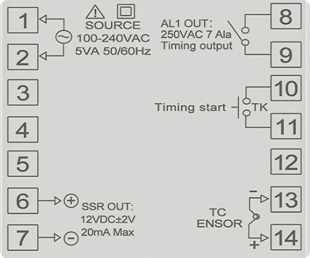 Temperature controller with timer wiring SSR output