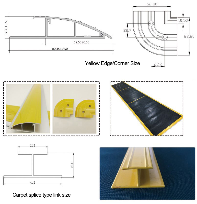 Safety mat yellow edge dimension
