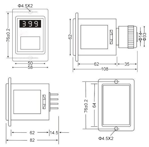 CCHN-TH200 digital timer relay dimension