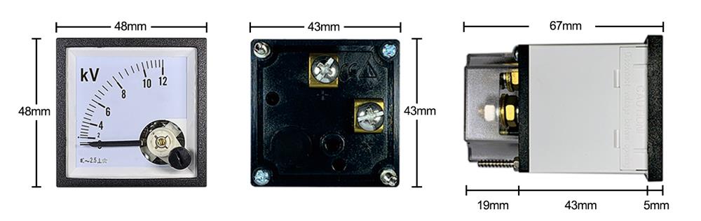 High voltage ac analog voltmeter dimension