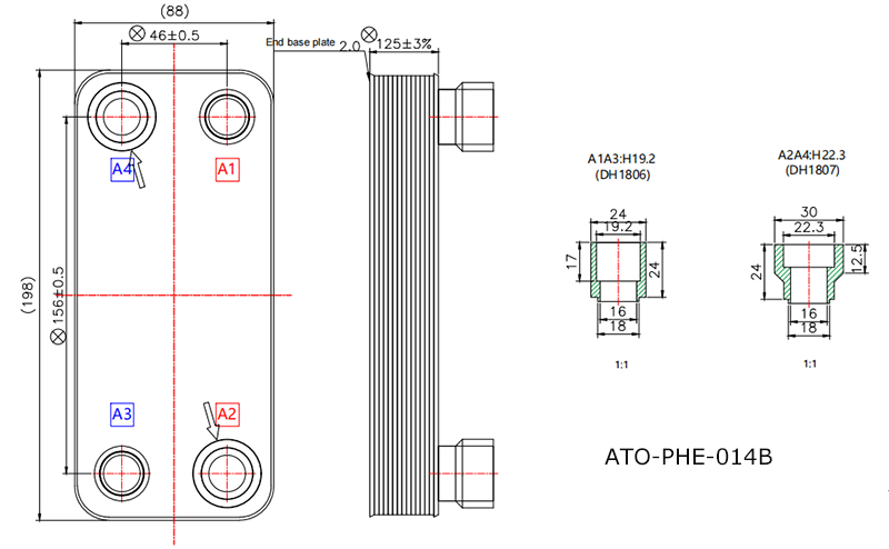CCHN-PHE-014B heat exchanger dimension