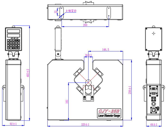 Laser diameter gauge 25mm dimension