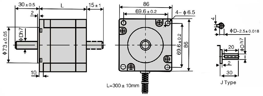 Dimension of Nema 34 3 Phase Stepper Motor