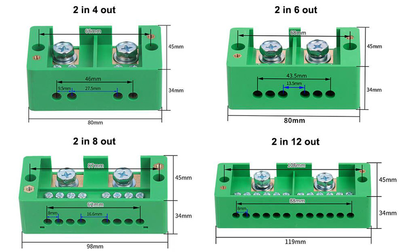 Terminal junction box dimensions