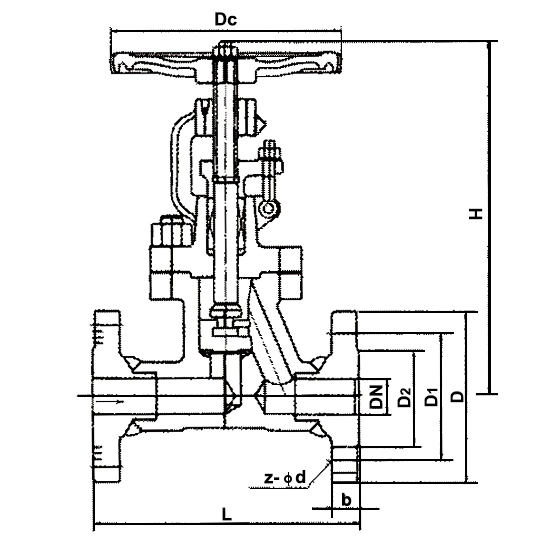 Flange globe valve dimension