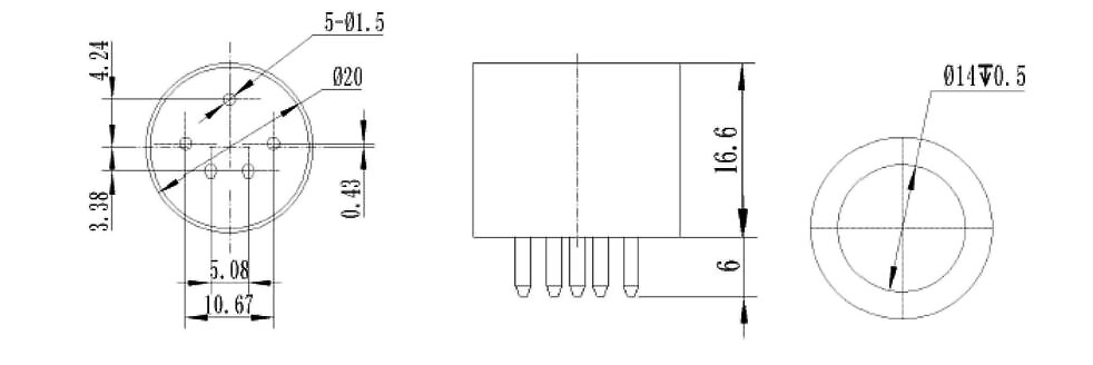 Industrial NDIR CO2 sensor for HVAC dimension