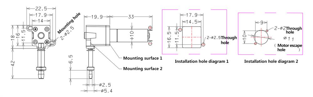 Peristaltic pump wx2zlx dimension