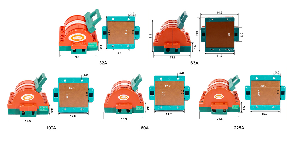 4 pole double throw knife switch dimensions